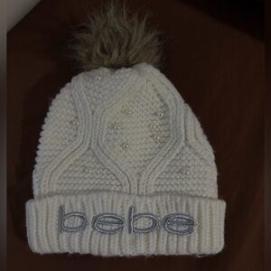 BEBE | Cream Knit Beanie with Pom Pom